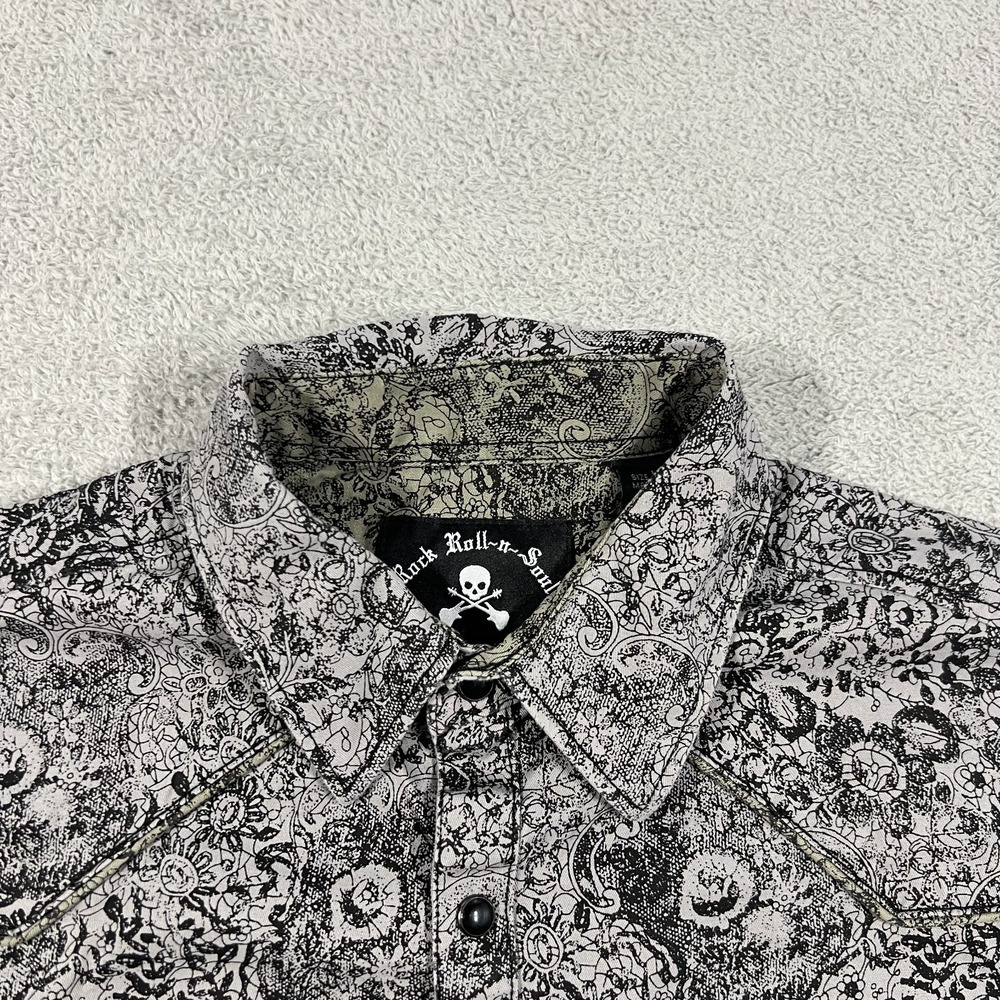 Rock Roll N Soul Pearl Snap Shirt Mens Large Floral Western Long Sleeve - Picture 3 of 11